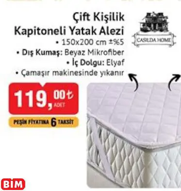 CASİLDA HOME ÇİFT KİŞİLİK KAPİTONELİ YATAK ALEZİ